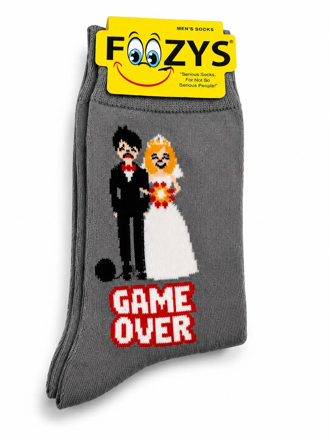 Game Over Groom Socks | Funny Wedding Gift for Men | Bachelor Party | Groom Gift | Novelty Crew Socks | Size 10-13