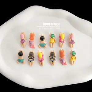 6Pcs Mini Swimming Girl Resin Fridge Magnet Home Decoration Cute Fridge Magnet Photo Message Magnet
