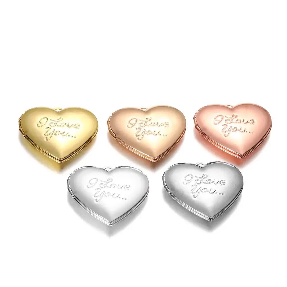 5Pcs Brass Heart Shaped Po Frame Pendant Necklace Design Charms Openable Locket For DIY Jewelry Making Supplies Accessories