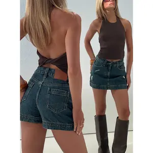 Gazelle Distressed Denim Skort Vintage Blue Wash