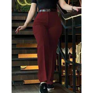 Black High-waisted, Slim-fit Commuter Suit Straight-leg Pants