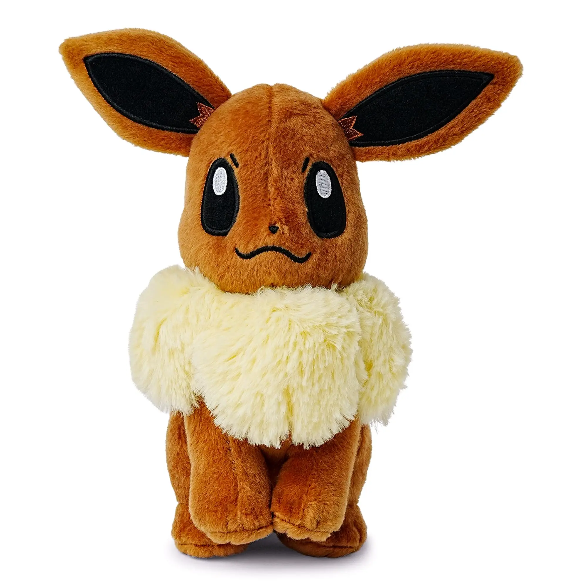 Pokemon Eevee (Open Eyes) 8-in Official Tomy Soft Plush, Cute Anime Animal Collectible Stuffed Toy for Hobbies Enthusiasts