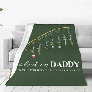 Personalized Hooked on Dad Blanket, Father's Day Gift, Gift For Dad Grandpa