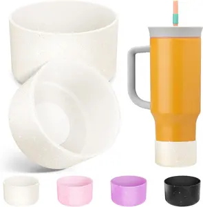 2PCS Silicone Boot for Owala 40oz Tumbler with Handle, Anti-Slip Protective Sleeve Bottom Bumper Protector for Owala Mug Water Bottle Cup, Dishwasher Safe and BPA Free