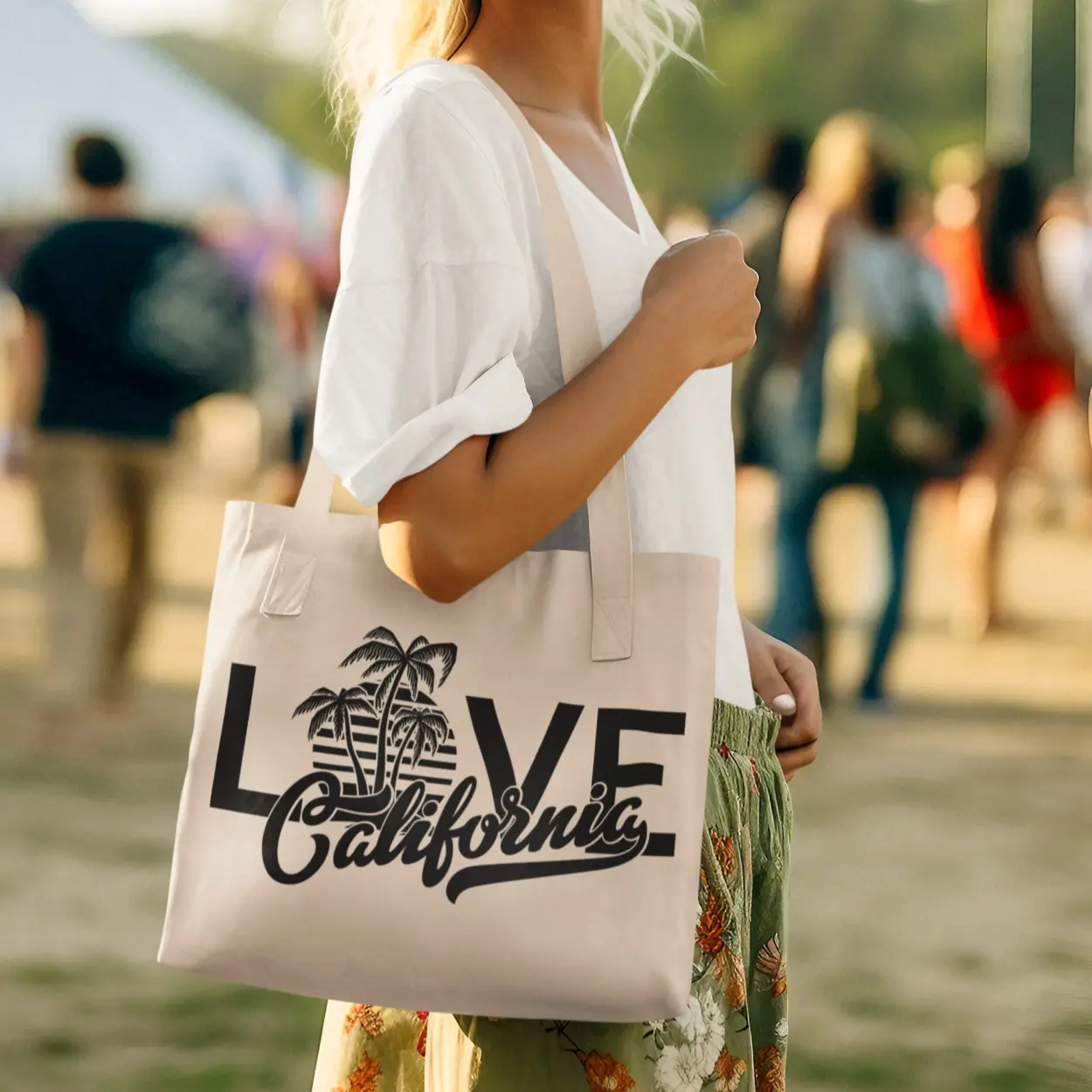 Love California Canvas Tote- shopping Bag- shoulder bag