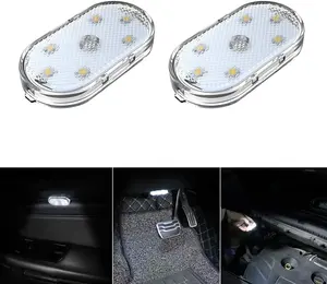 PCS Car Led Lights Interior,White Ambient Lighting Car Interior,USB Rechargeable Car Interior Reading Light,Portable Led Lights for Car