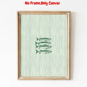 Fish Pattern Unframed Painting, 1 Count Vintage Wall Art, Wall Decor for Home Living Room Bedroom, Home Decor, Room Decor, Bedroom Accessories, Photo
