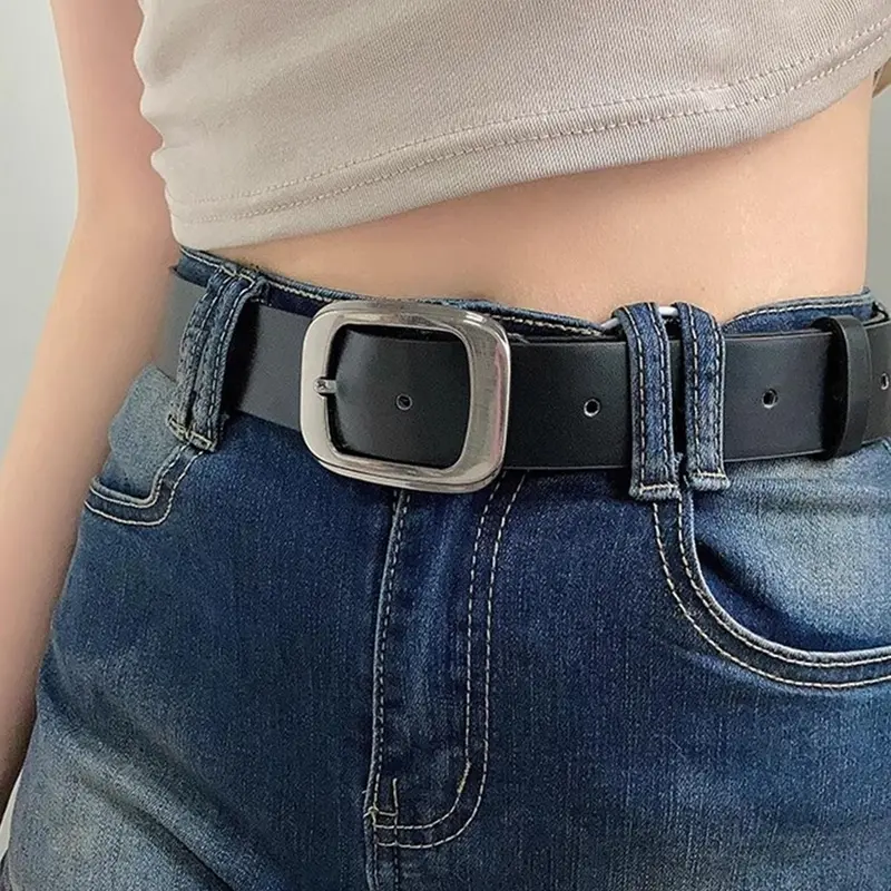 Women's Solid Color High Waist Buckle Belt, Adjustable Waist Belt, Fashion Pu Leather Belt for Daily Clothing Decor, Trendy All-match & Exquisite Belt for Women & Girls, Adjustable Belts, Belt With Buckle