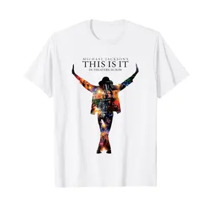 Men's Michael Jackson 2009 This Is It Vintage Movie Promo Short-Sleeve Round Neck Casual Loose T-Shirt, Menswear Top, Medium, Shortsleeve