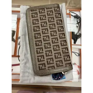 Pre-owned FENDI Coated Canvas Small Leather Goods ROUND ZIPPER LONG WALLET