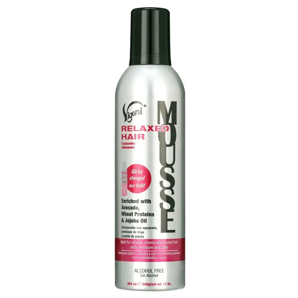 Vigorol Relaxed Hair Mousse, Styling Foam for Flyaway & Static Control with Avocado Oil, Jojoba & Wheat Proteins, Daily Haircare, 12 oz, Flyaways, Adults