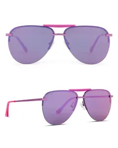 DIFF Tahoe Pink Rush Metallic Lens Aviator Sunglasses