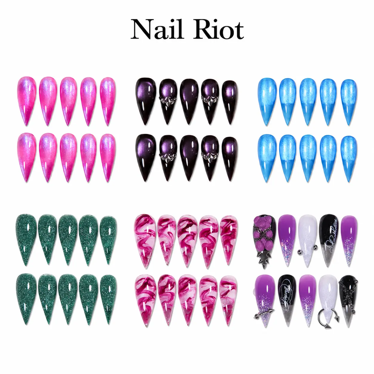 Purely handmade press-on nails with spliced segments, wearable nail tips, 3D decorations—cat claws, dragon claws, beast claws—collection set