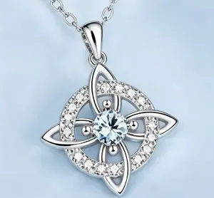 Silver Plated Celtic Knot Necklace for Women, Sparkling Cubic Zirconia Pendant Necklace, Fashion Jewelry Gift for Her