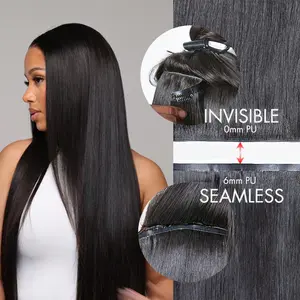 LUVME 100% Virgin Human Hair Extensions Seamless & Invisible Edge Straight, Body Wave, Kinky Curly, Yaki Straight, Messy Burmese Curl Clip-In
