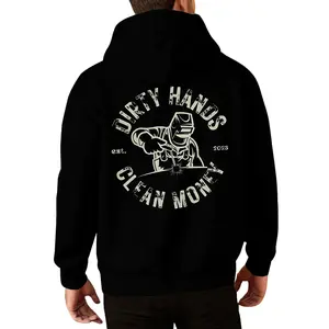 Dirty Hands Clean Money Welder Hoodie for Menswear Street Style Casual Printed Crewneck Long Sleeve Perfect for Daily Wear
