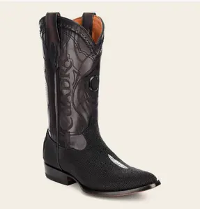 Cuadra Mens Stingray Laser & Embroidery Boot- Black