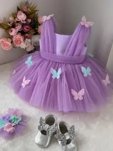 Baby Girl's Butterfly Decor Big Bow Tulle Dress, Cute Sleeveless A Line Dress for Party, Kids Clothes for All Seasons, Baby Clothing, Toddler Outfit