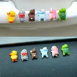 6-Piece Cute Animal Car Interior Set – Dashboard Figurines & Hanging Ornaments, Car Decor for Women