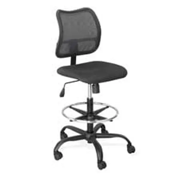 Safco Products Company SAF3395BL Height-Adjustable Mesh Desk Chair - Mesh & Poly Back, Pneumatic Lift, Ergonomic Support, 25x25x49.50in Size, 17x15.5x18x17.5in Seat, 2" Hooded Dual-Wheel Casters, Durable Black Polyester Commercial Office Chair