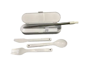 Reusable Cutlery Set and Expandable Steel Straw with Bamboo Case by Netrition