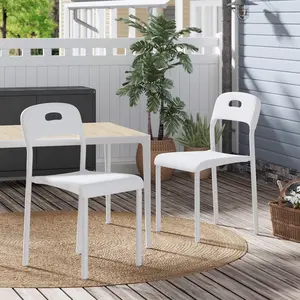 2pcs Modern Stackable Dining Chairs – Plastic Seats with Metal Legs, Ergonomic Back, Waterproof & Mark-Resistant, Easy Assembly, Versatile for Kitchen, Dining Room, Indoor/Outdoor (Table only)