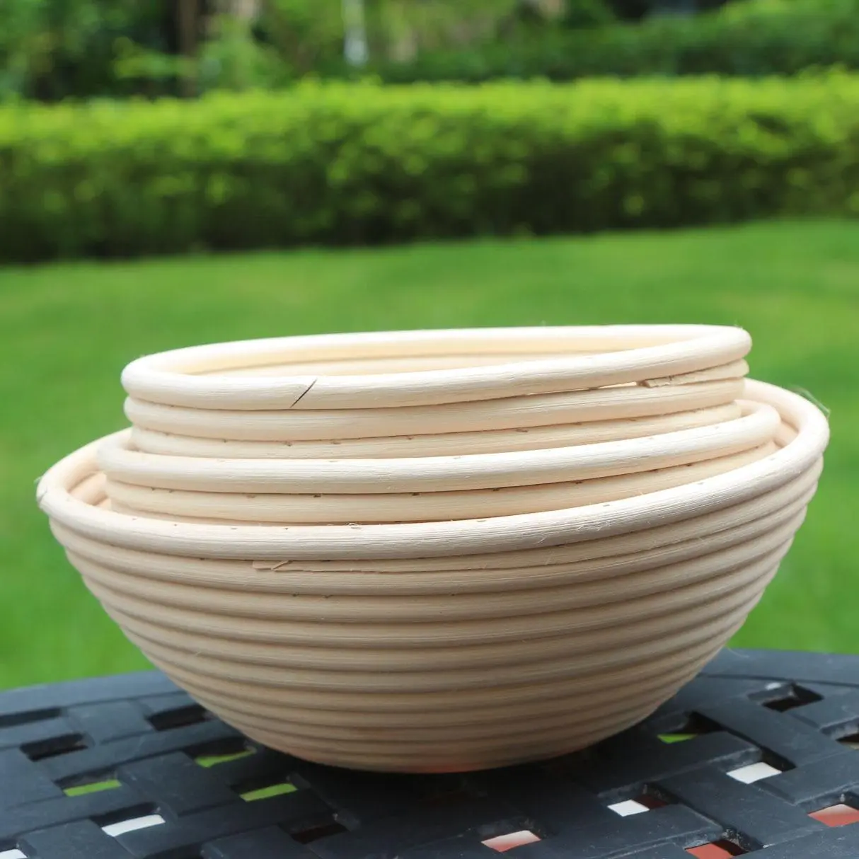 1 food grade PP rattan bread fermentation bowl, Bread proofing basket, round rattan design, durable, anti stick, breathable cover, matching baking mold, suitable for baking party, commercial store, household, Home baking supplies, Bakery supplies