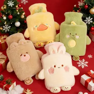 PVC Insulated Heating Water Bag, 1000ML Capacity, Cute Plush Animal Pattern, Soft Premium Fabric Design, Reusable Fast Heating Long-Lasting Warmth, Hot Water Bottles