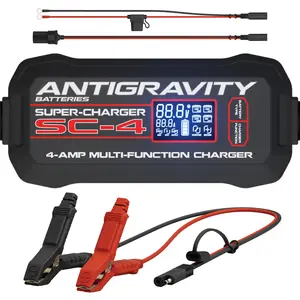 Antigravity SC-4 Super-Charger 4A Smart Battery Charger & Maintainer for 6V/12V Lithium LiFePO4 & 12V Lead-Acid Batteries
