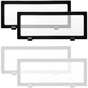 4 count  Floating Display Case Frame Display Holder Stands Transparent PE Film Storage Box for  Challenge  Medal Antique 9.1 x 3.5 x 0.8 inch Black and White