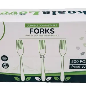 500 Compostable Forks 7" Biodegradable Eco Friendly USA Made Heat Resistant