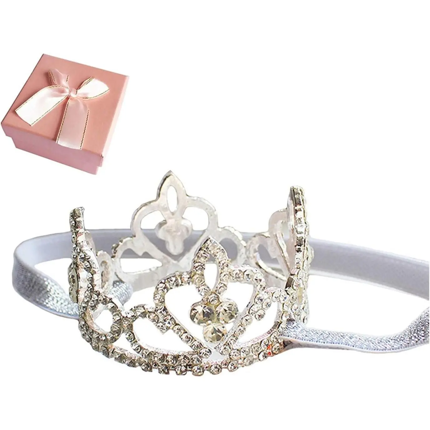 P-HDW02    Little Girl Crown Baby Girl Infant Toddler Crystal Crown Tiara Headband Baby Photography Headband Props