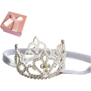 P-HDW02    Little Girl Crown Baby Girl Infant Toddler Crystal Crown Tiara Headband Baby Photography Headband Props