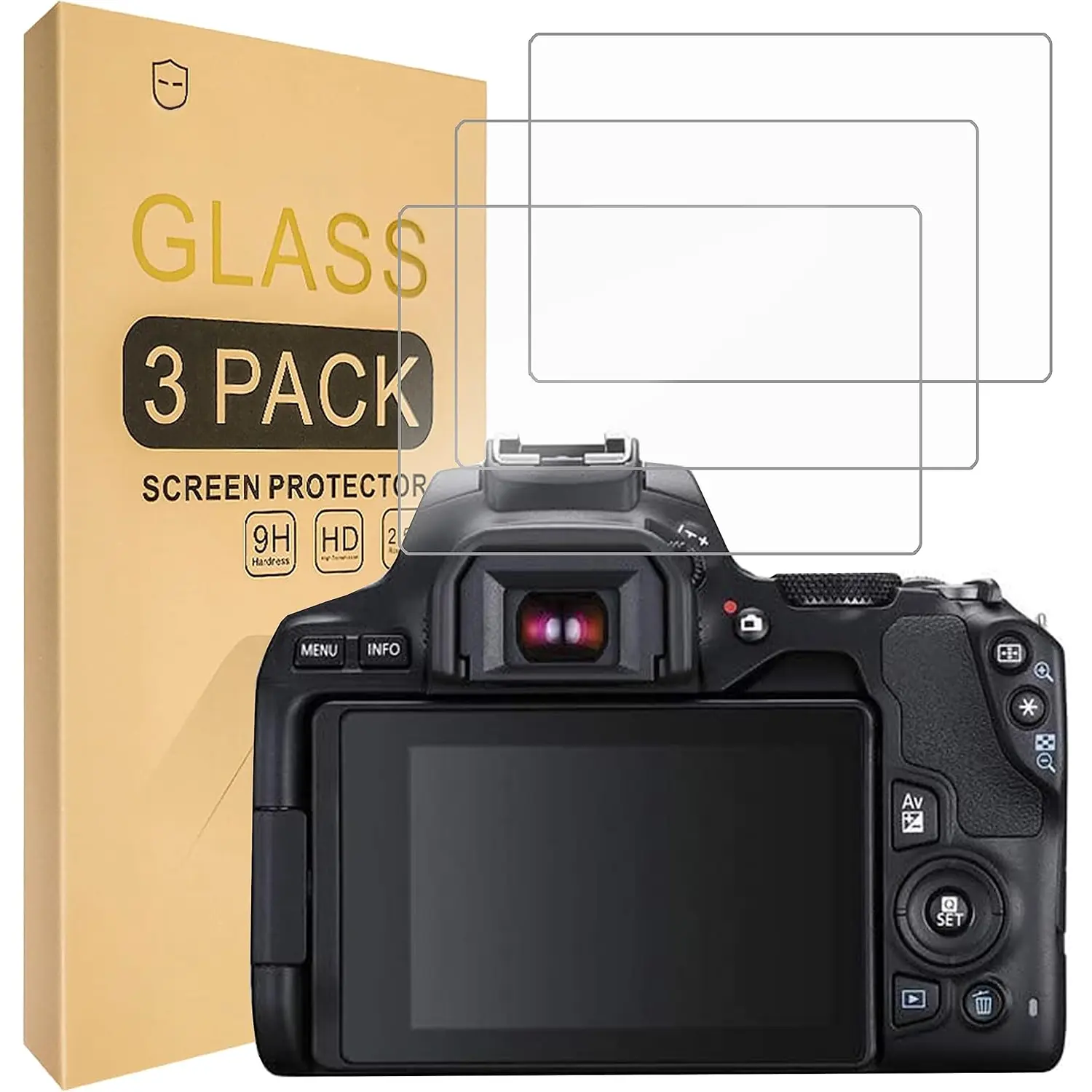 [3-Pack] Screen Protector For  Eos Rebel SL2 SL3 200D 250D 200D II Camera [Tempered Glass] [ Glass with 9H Hardness] Screen Protector