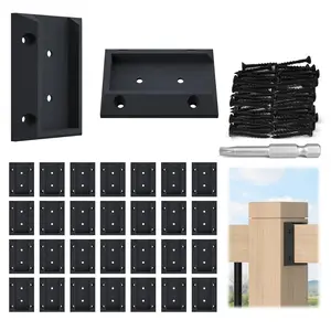 30 count Deck Railing Brackets Connectors Rail Support Kit for 2x4 (1.5"3.5")   Deck Rail Bracket with 186 count Screws for Wooden Stair Fence  Railings Handrail WT11