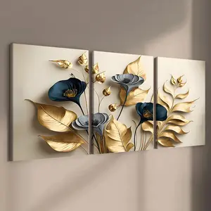 Floral Pattern Canvas Painting, 3 Counts Modern Wall Art Painting, Wall Art Decor for Home Living Room Bedroom Office, Ornaments