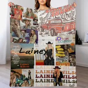 Lainey Wilson Collage Print Ultra-Soft Warm Blanket - Ideal for Bedding, Couch - Perfect for Country Fans & Western Decor