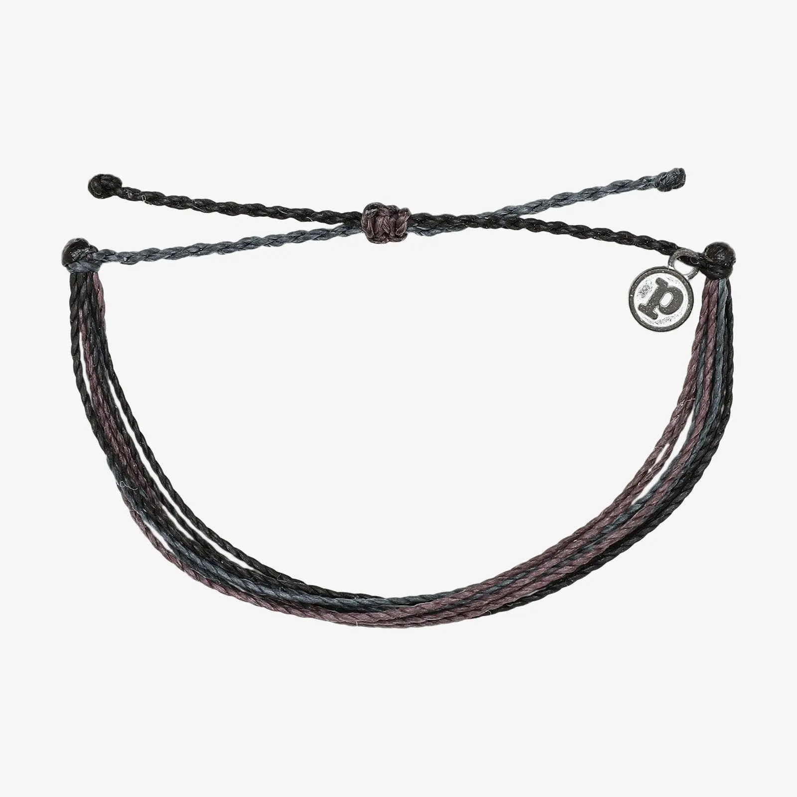 Pura Vida Midnight Thunder Bracelet, Black Brown Grey Waterproof String Bracelet, Wax-Coated and Adjustable