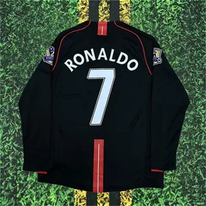 2007 2008 Away Retro Black No.7 Ronaldo Long Sleeve Soccer jersey