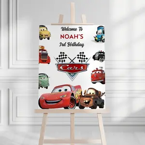 Editable Cars Welcome Sign  Lightning McQueen Birthday Welcome Board  McQueen Baby Birthday Welcome Poster  Printable Template A004