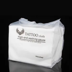 50pcs/bag Tattoo Wipes, Ultra-Soft Water-Absorbent Cleaning Cloths, Can Be Used for Tattoos, Tattooing, Cosmetic Makeup Removal, Dry Wiping Towels, Non-Woven Fabric, Suitable for Spas, Beauty Salons, and Home Use, Essential Tattoo Supplies
