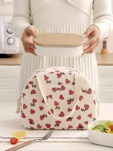 Best-selling insulated lunch bag in 5 printed patterns, 1 pack of large capacity, durable, portable outdoor constant temperature tote bag, suitable for office, picnic, school, camping, outdoor activities, and travel, Lunch Bags Women