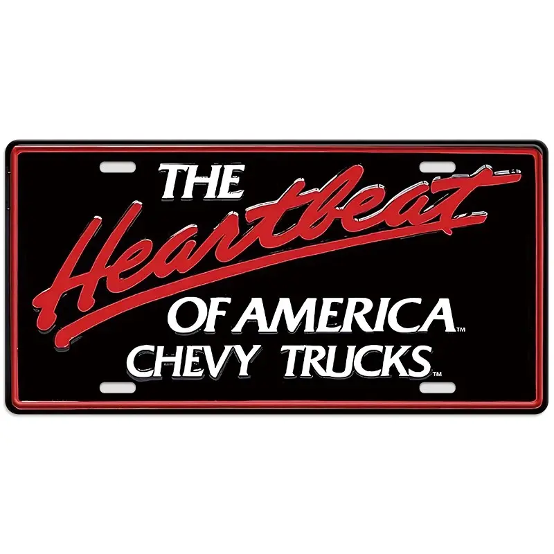 Vintage Trucks Metal License Plate Tin Sign - Pre-Drilled Heart Beat of America Decorative Wall Plaque, Wall Decoration for Garage, Man Cave Home Supplies