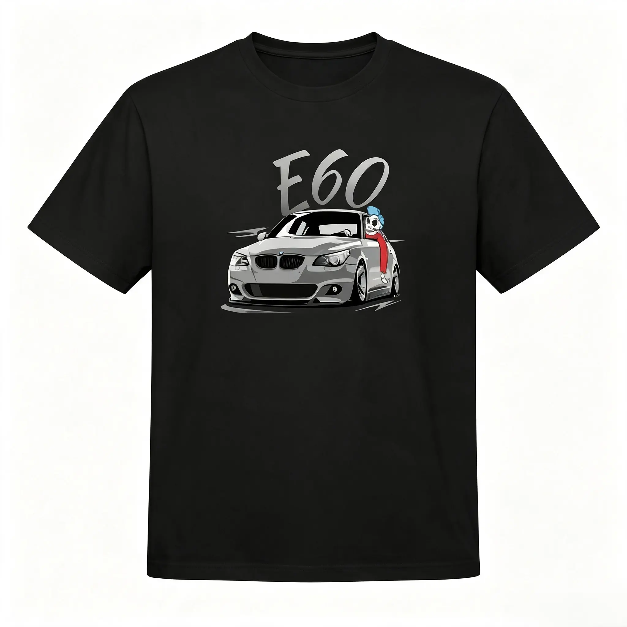 Men's and Unisex E60 Emblem Car Pattern T-Shirt - Classic German Car Badge Print, Short Sleeve Round Neck Casual Summer Tee, Designed for E60 Model Fans, Collectible Car Enthusiast Apparel