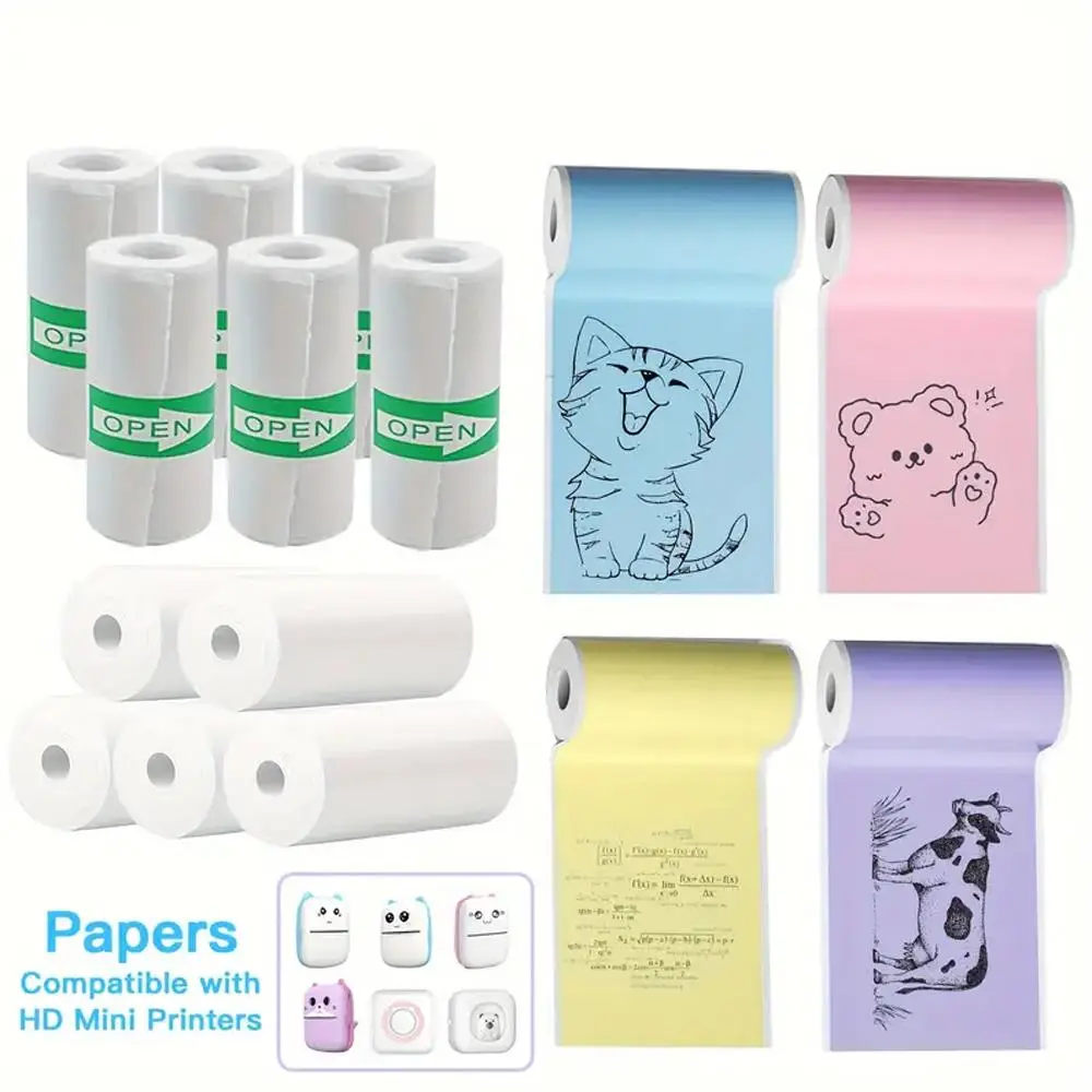 Label Thermal Paper, 3/5/10 Rolls Self Adhesive/Non Adhesive Mini Printer Paper, Office Accessories, Desk Accessories Printing Paper for Office & Home