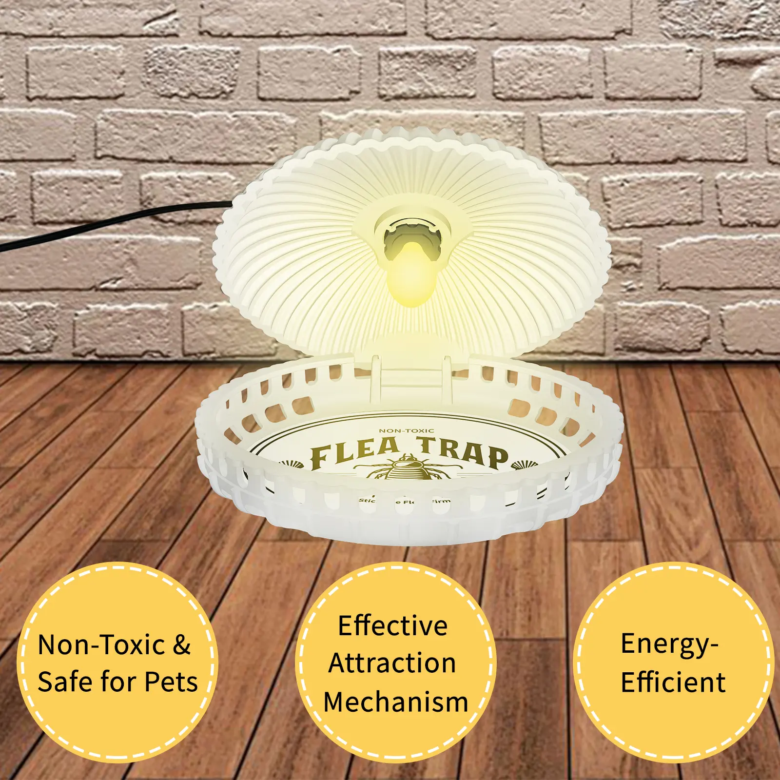 2 Pack Non-Toxic Flea Traps with 6 Sticky Pads & Bulbs - Pet Safe Indoor Insect Catcher for Fleas, Mosquitoes, Moths, Fruit Flies! Cockroach Repellent Gel Cockroach Control Room Extendable Light Box Cockroach Killer roaches repellent home Room Box