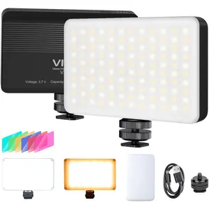VL120 LED on Camera Video Light,Mini Bi-Color Portable Photography Lighting w 6 Color Filters, 3100mAh Rechargeable CRI 95+ 3200K-6500K Dimmable LED Panel Light for DSLR Camera
