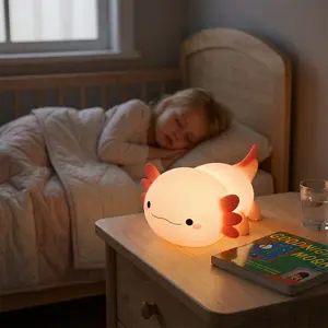 Cute Axolotl Night Light for Kids, Animal Silicone Nursery Night Lamp, Cute Room Decor Night Light for Kids Girls Boys Birthday Christmas Gifts,Christmas Gift New Year Gift