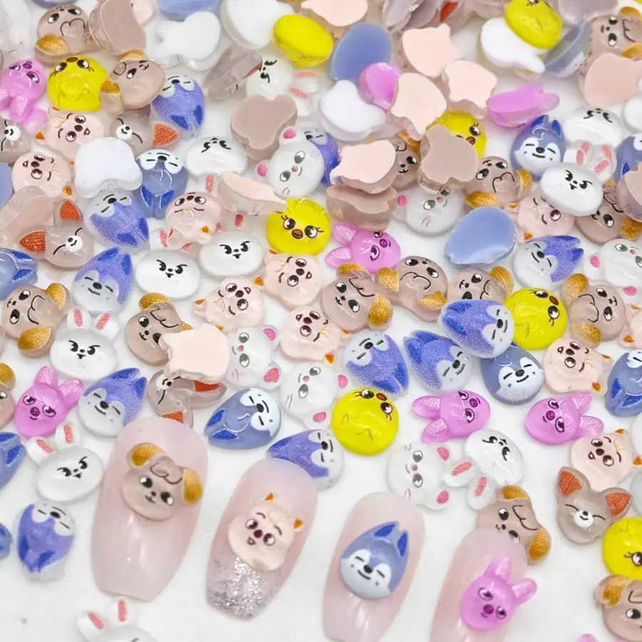 Cute Animal Nail Charms, 100/200pcs Mixed Pack of Resin Flat Backs, Unscented Kawaii Manicure Decorations for DIY Crafts, Nail Supplies, 100Pcs / 200Pcs Mixed Pack