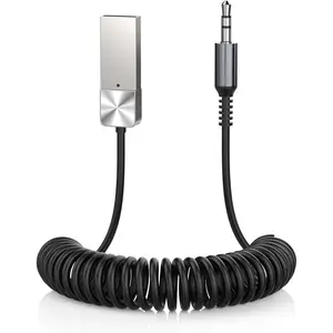Aux to  5.3 Adapter,USB-3.5mm Aux Audio Adapter Receiver with Built-in Mic for Hands-Free Calls,Plug and Play  Receiver,Compatible with  Speaker and  Audio